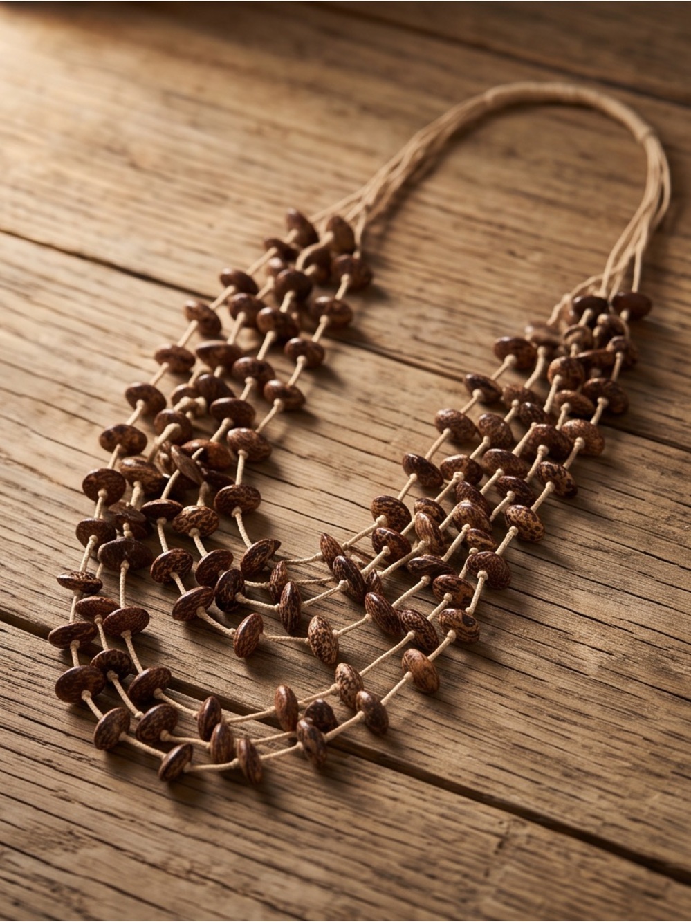 Handcrafted Brown Bead Multi-Strand Necklace